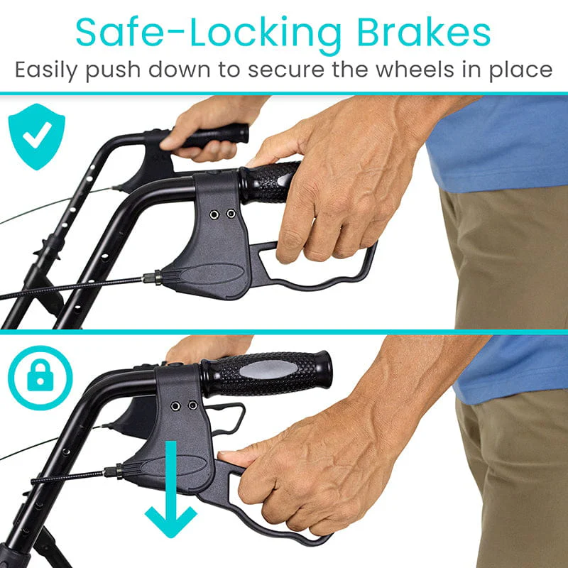 Hand pushing walker brake lever