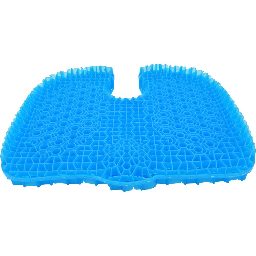 Blue gel honeycomb seat cushion with cutout