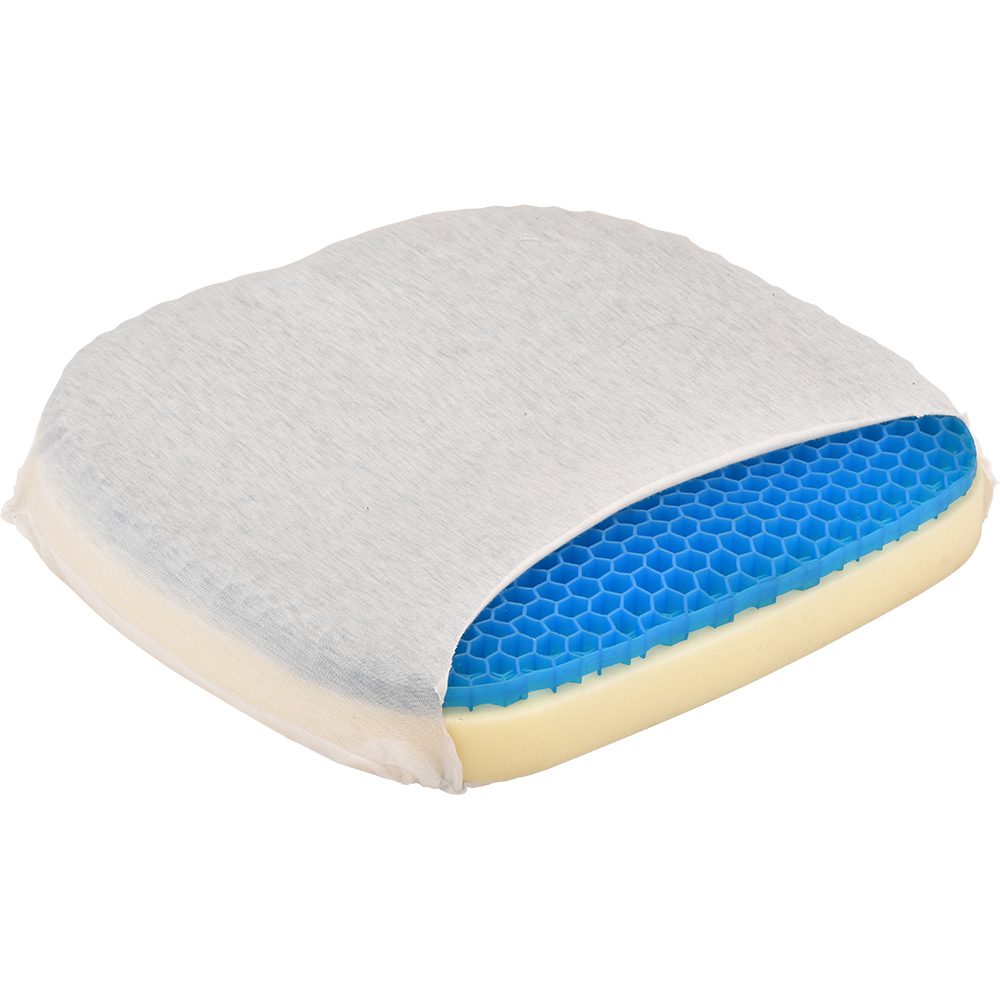 Blue gel honeycomb seat cushion with foam base