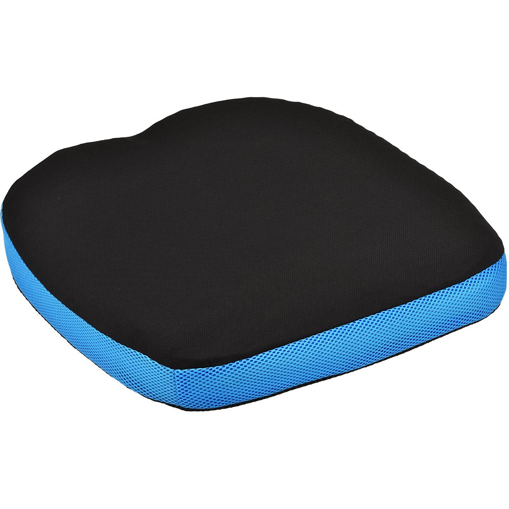 Black seat cushion with blue mesh sides