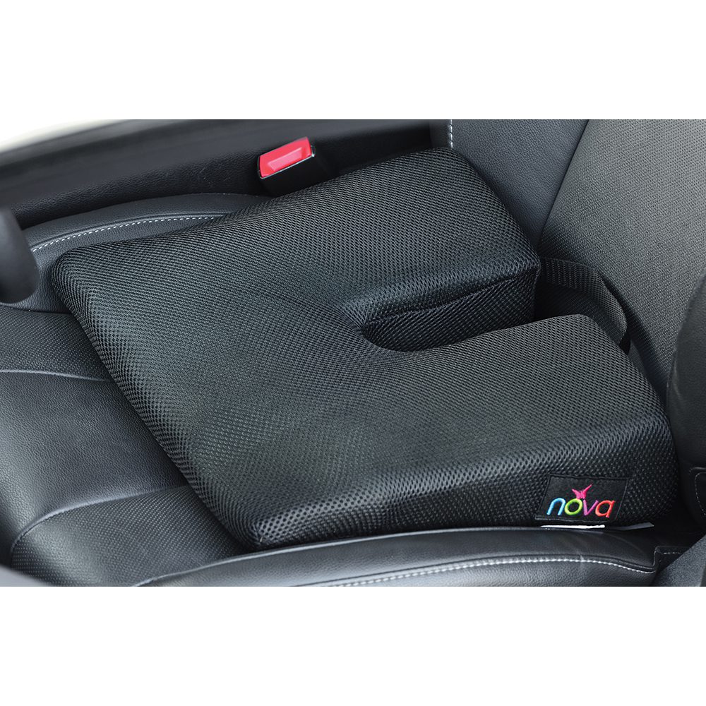 Memory foam coccyx cushion on car seat