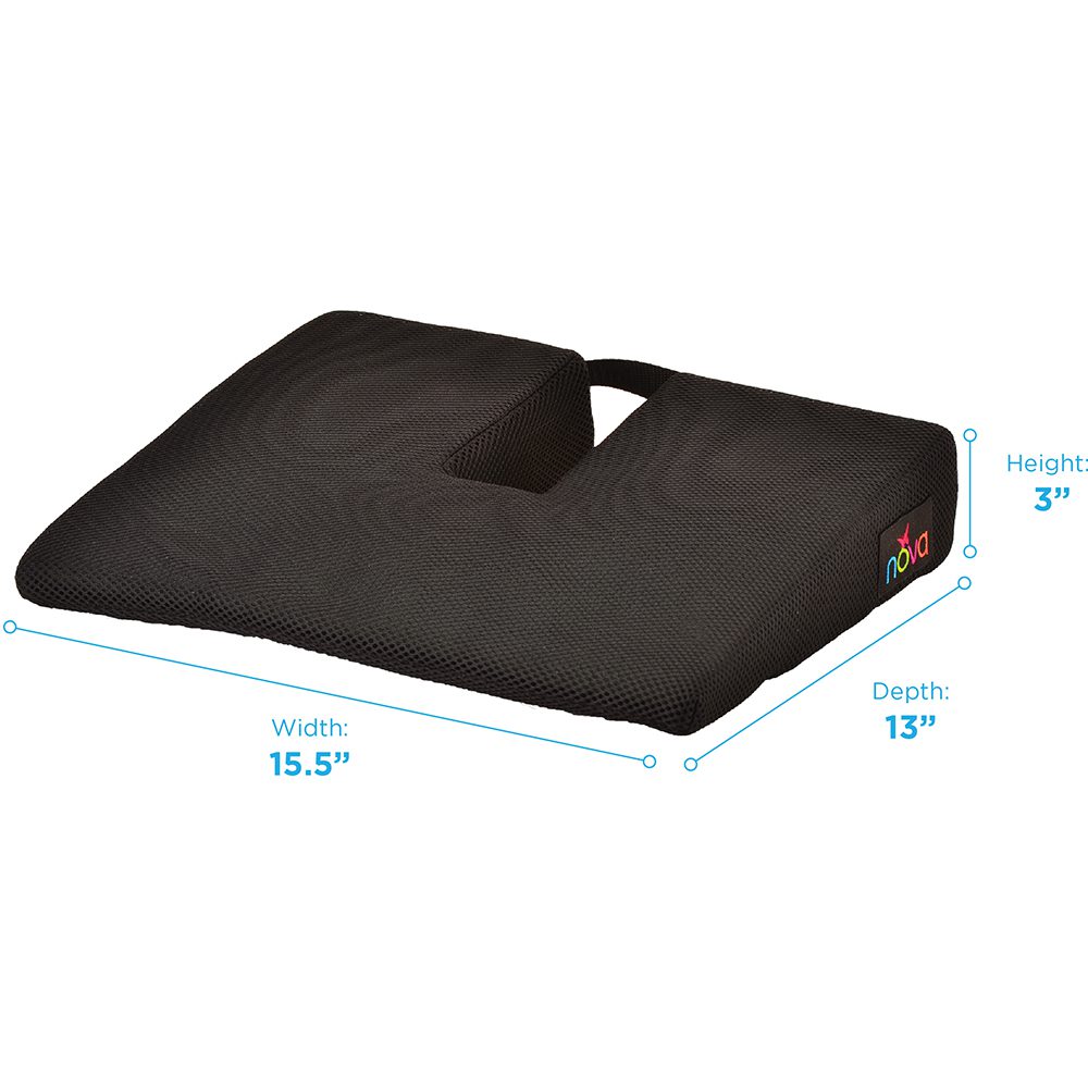 Black ergonomic U-shaped seat cushion with handle