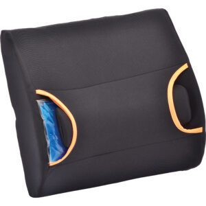 Black lumbar support cushion with gel packs