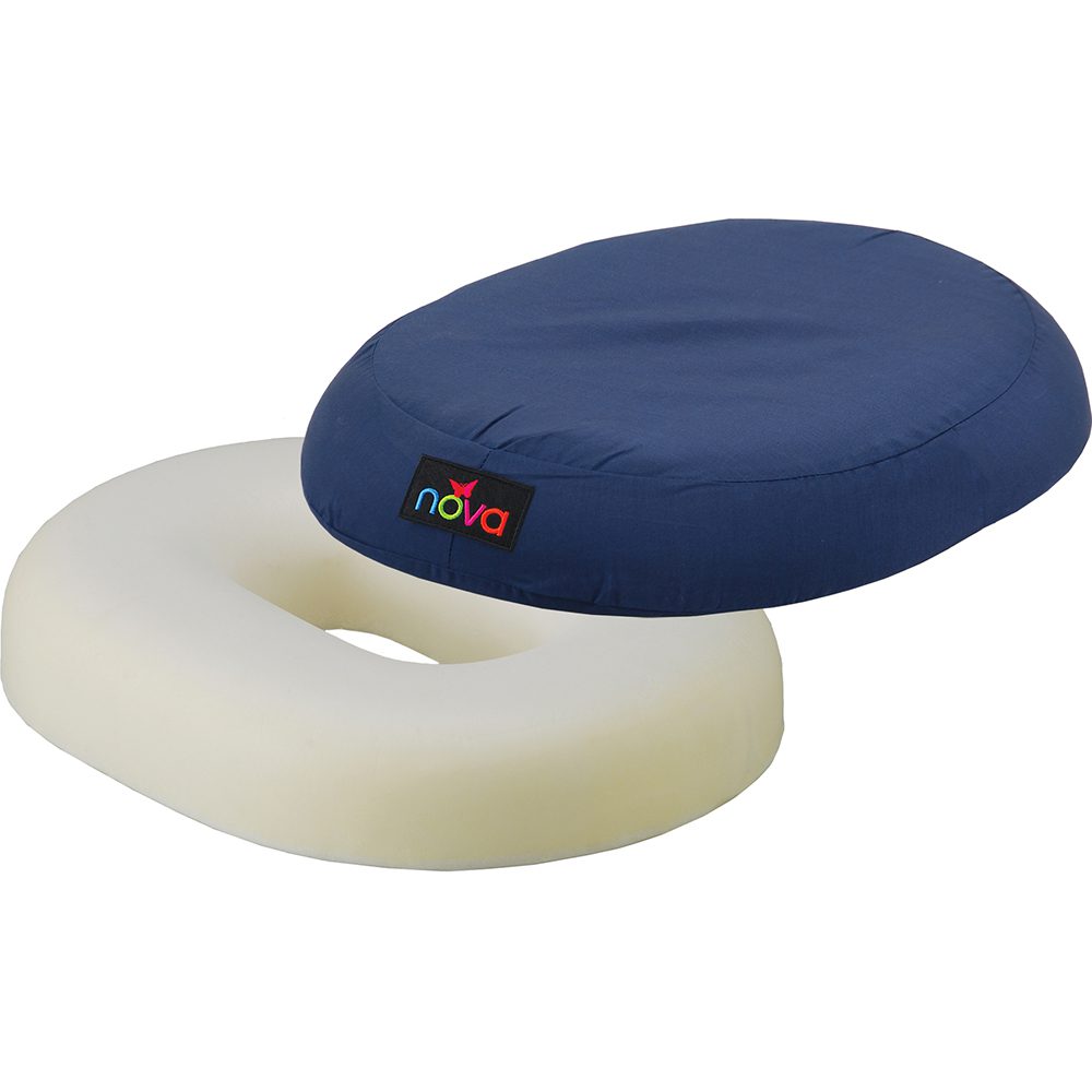 Round donut foam seat cushion with blue cover