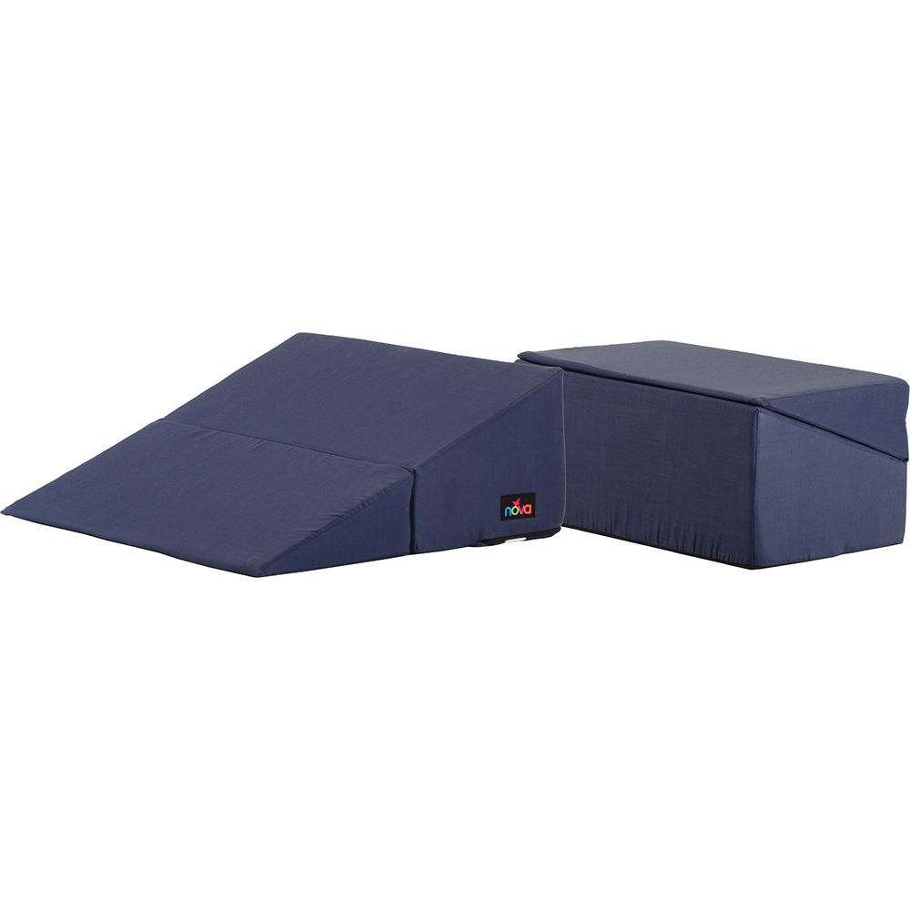 Navy blue foam wedge ramp and cube