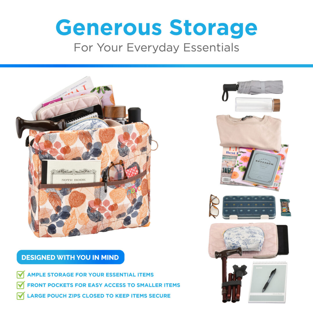 Floral travel organizer bag with essentials