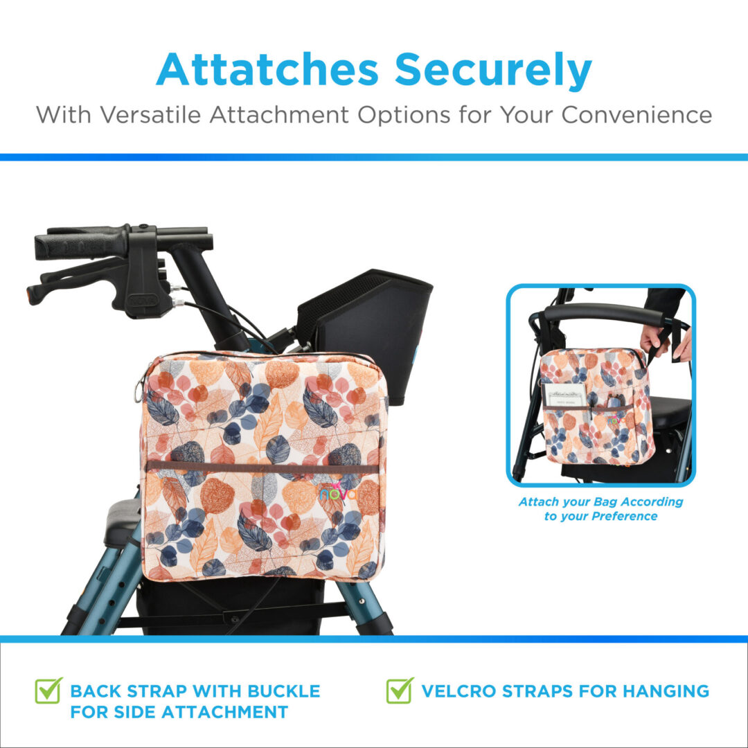 Floral mobility scooter handlebar bag