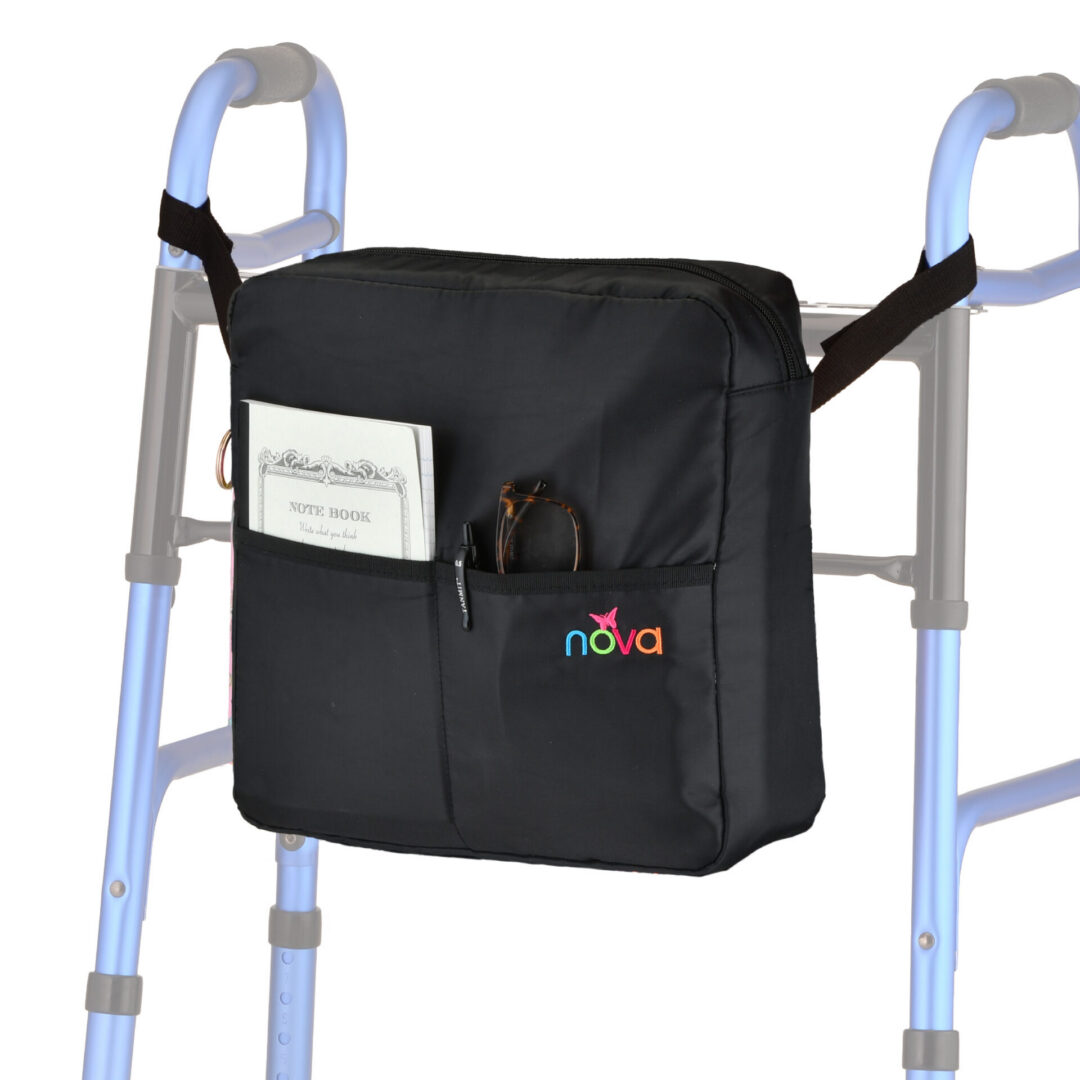 Black walker storage bag with pockets
