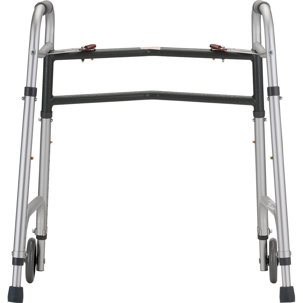 Aluminum folding walker with front wheels