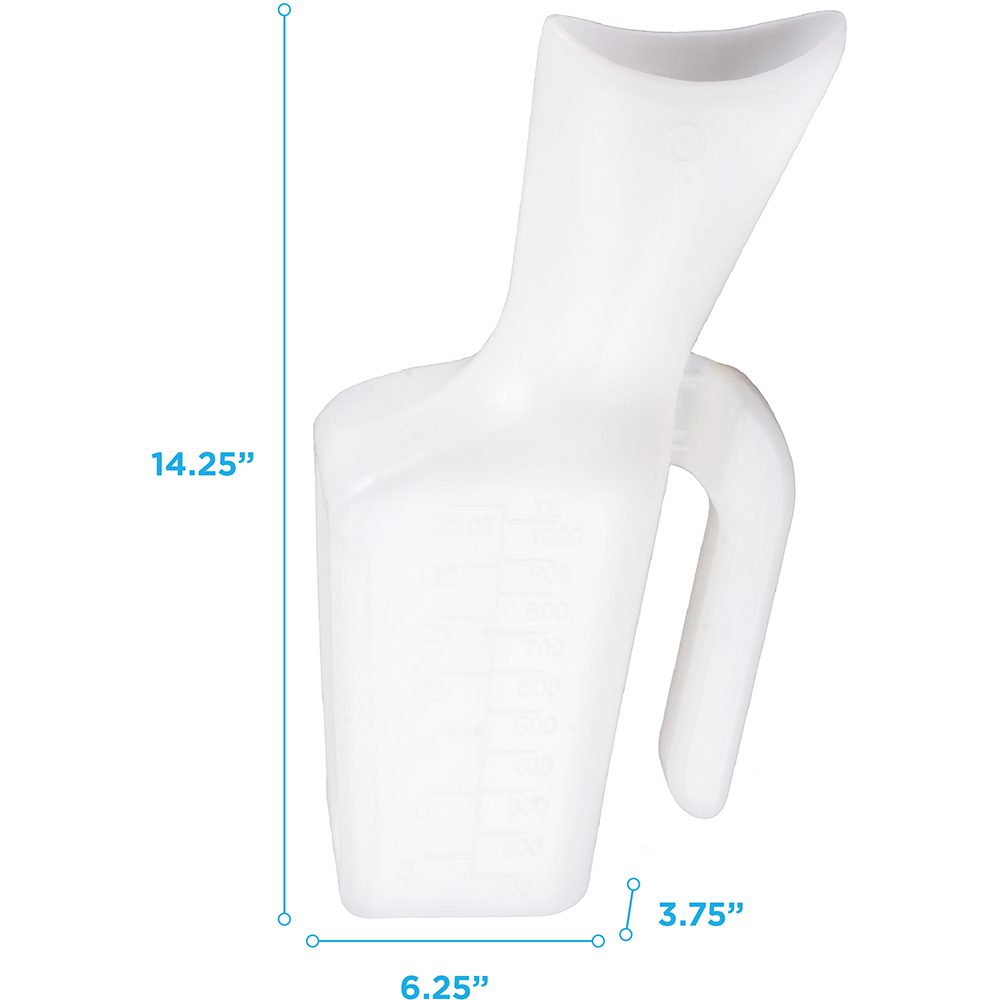 White portable female urinal with handle
