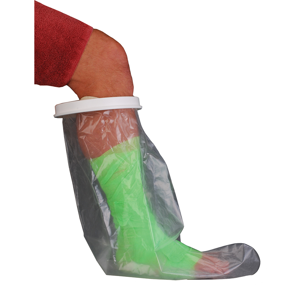 Waterproof plastic cast cover for foot
