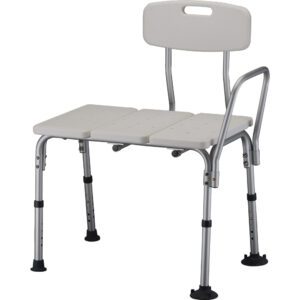 Adjustable shower transfer bench with backrest