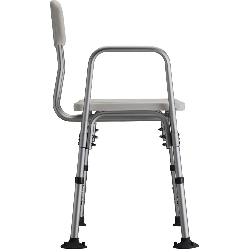 Adjustable aluminum shower chair with backrest