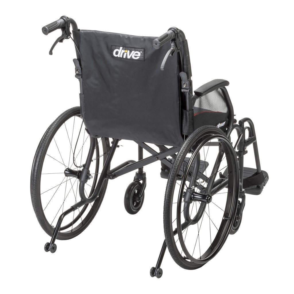 Rear view of black Drive manual wheelchair