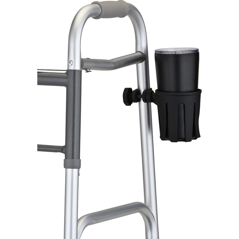 Walker cup holder holding black travel mug