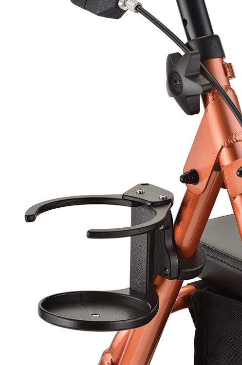 Mobility aid dual cup and cane holder