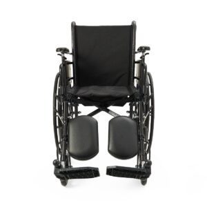 Black manual wheelchair with footrests