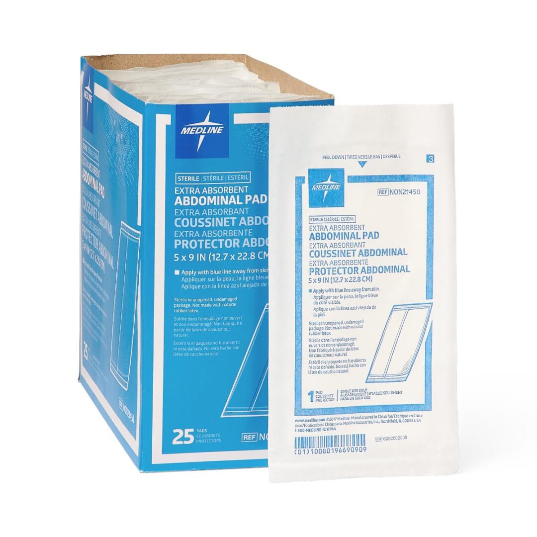 Medline sterile extra-absorbent abdominal pads box