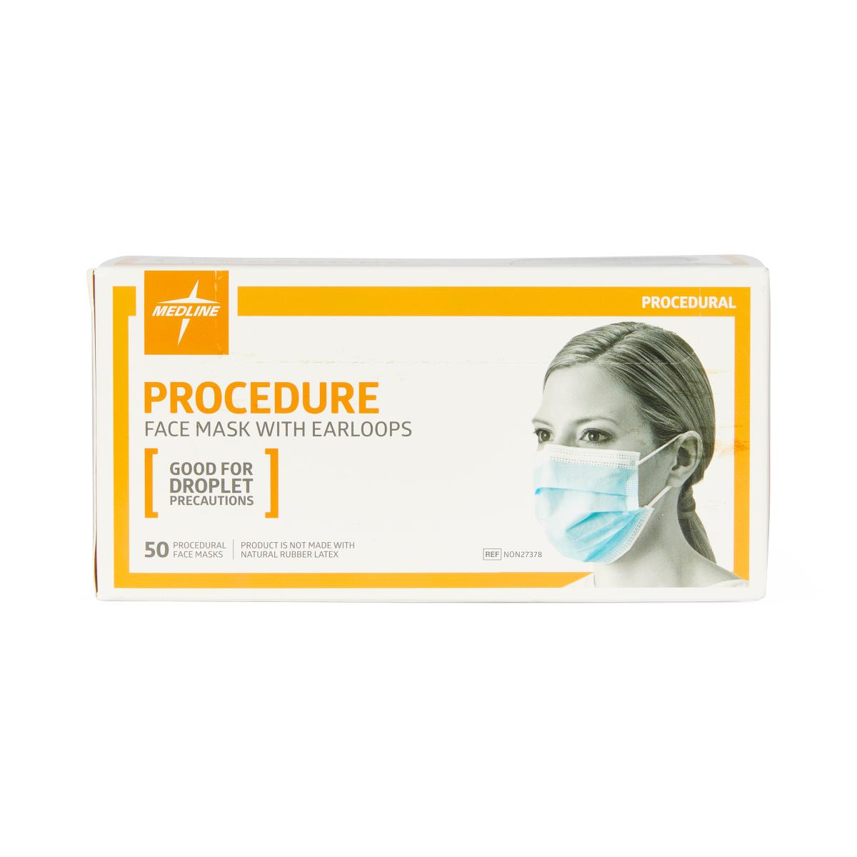 Medline box of procedural earloop face masks