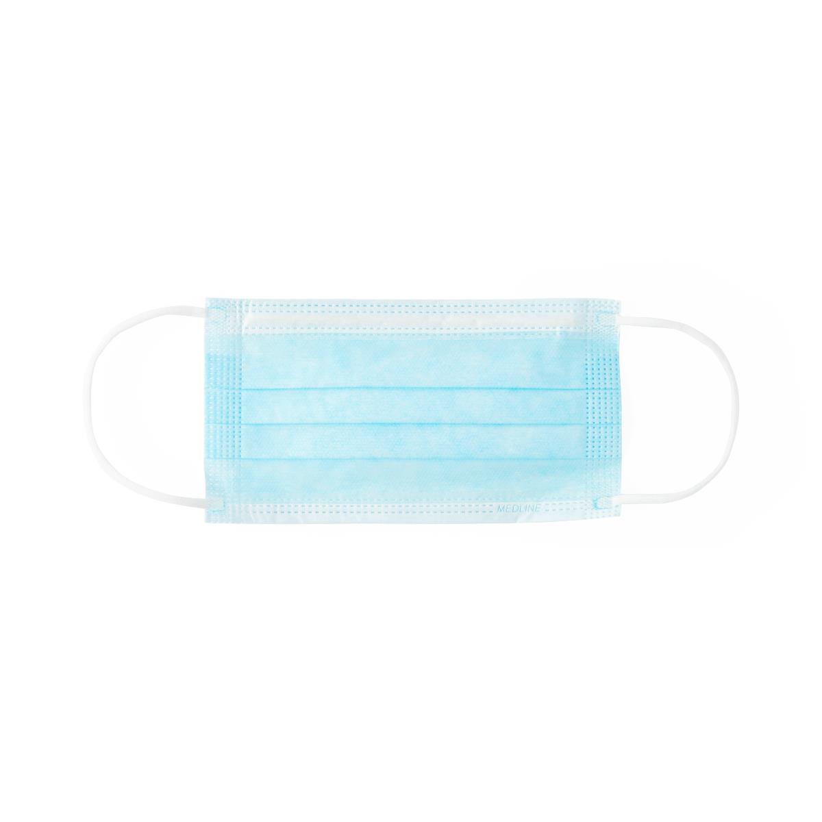 Blue disposable surgical face mask with ear loops