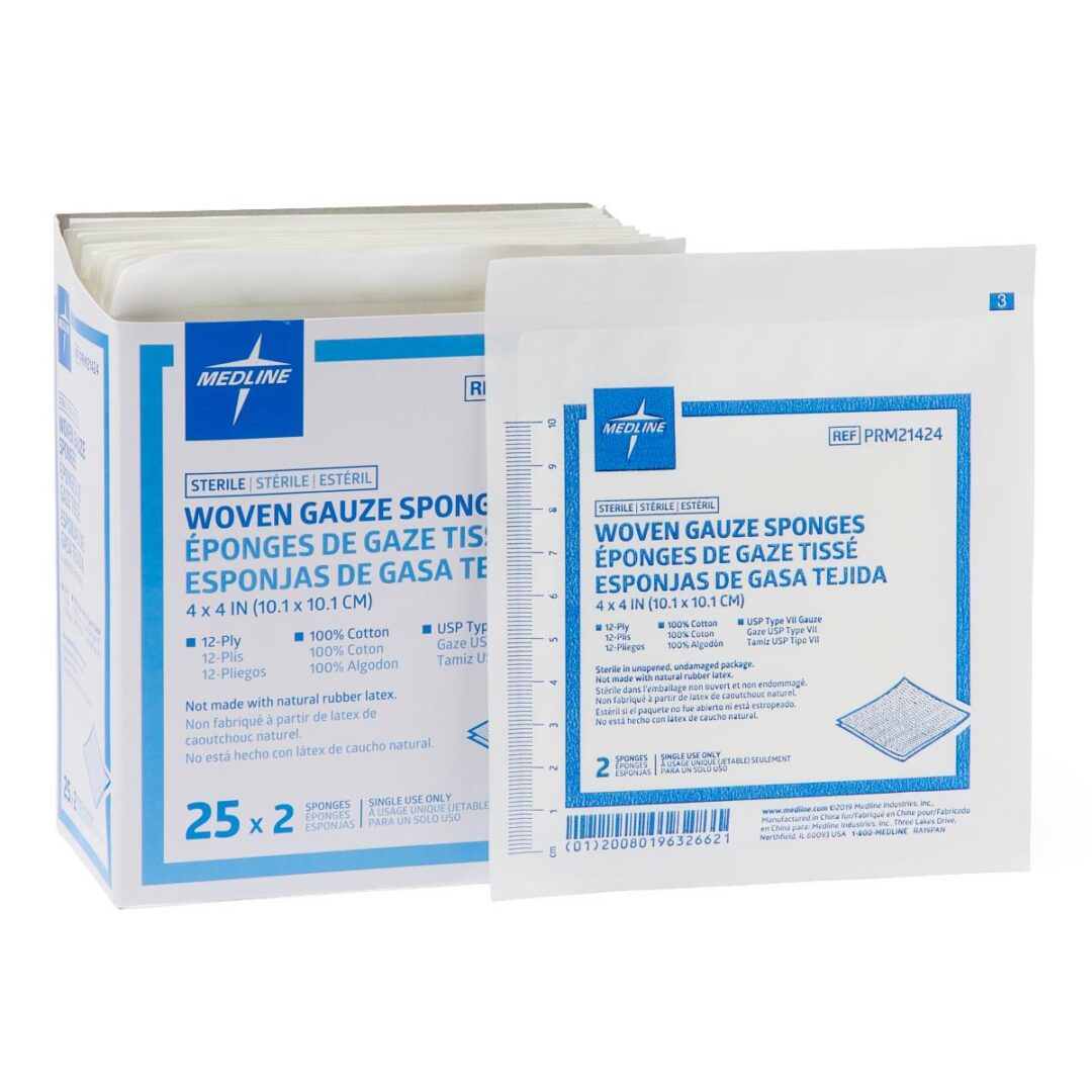 Box of Medline woven gauze sponge packets