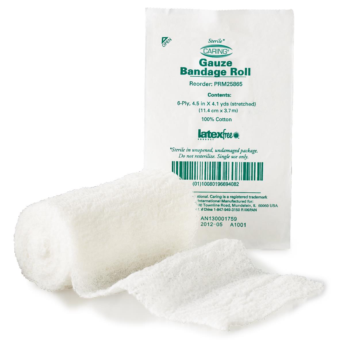 Sterile gauze bandage roll with packaging