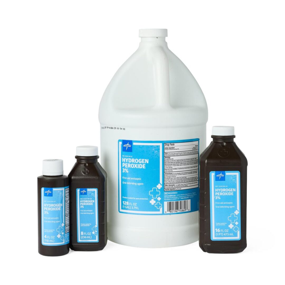 Bottles of 3% hydrogen peroxide