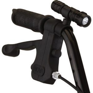 Black walking cane handle with flashlight
