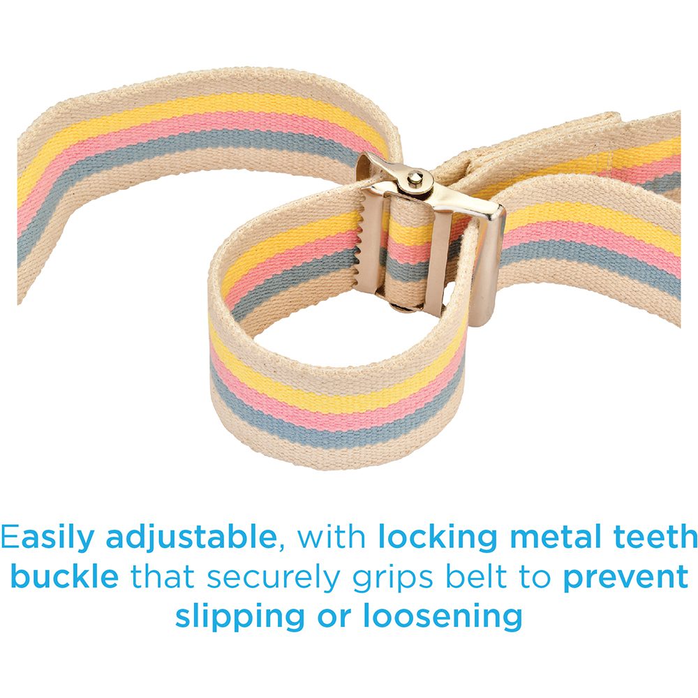 Adjustable pastel striped belt with metal buckle