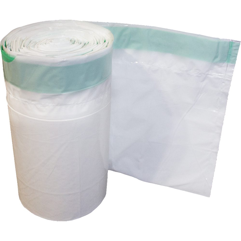 Roll of white plastic trash bags