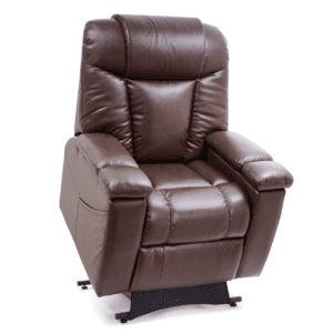 Brown leather recliner chair on white background
