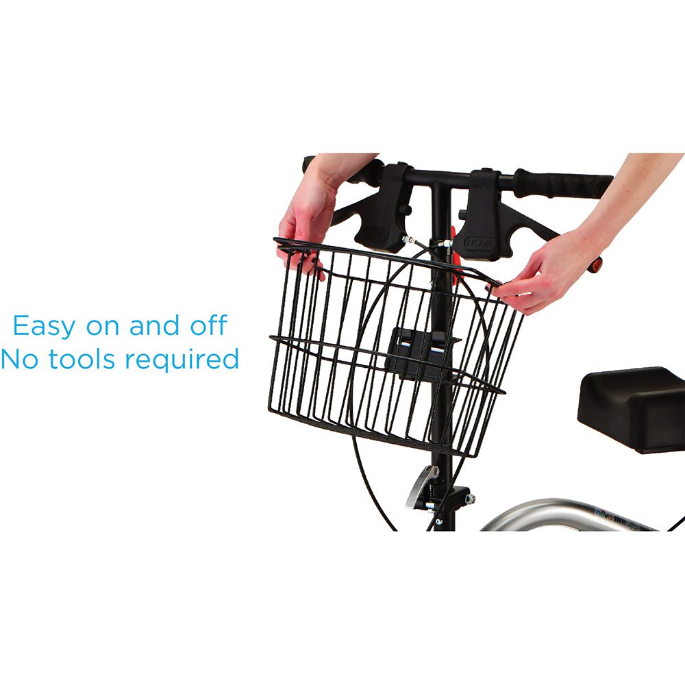 Removable front basket on mobility scooter