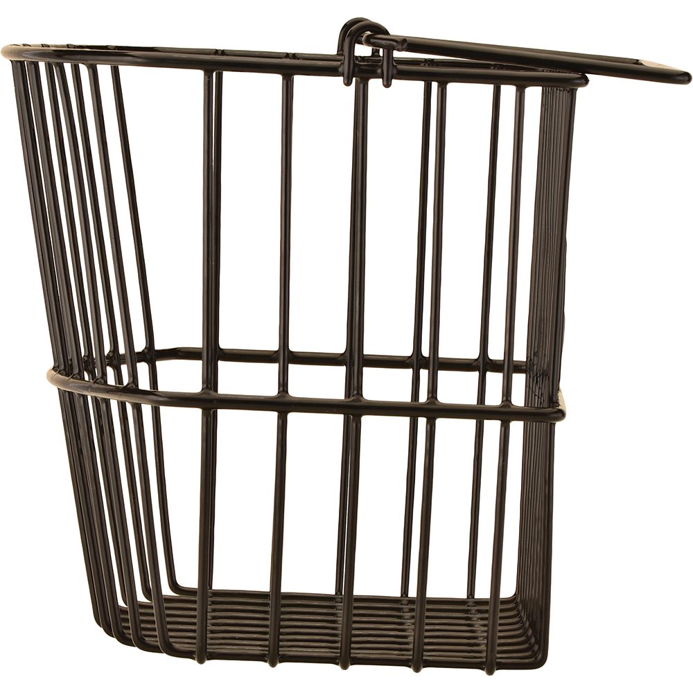 Black metal wire storage basket with handle
