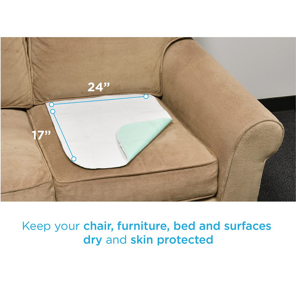 Absorbent furniture protector pad on beige couch