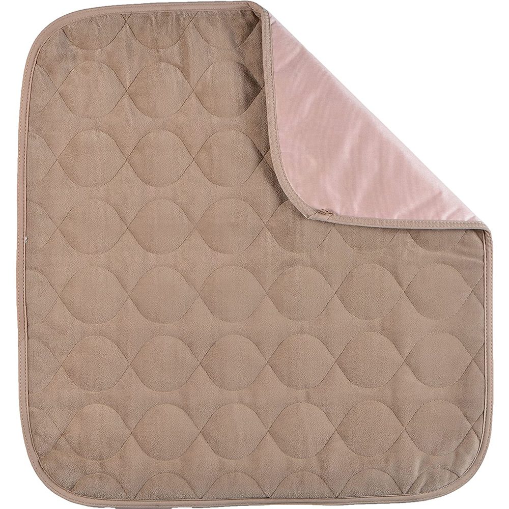 Quilted beige pad with pink backing