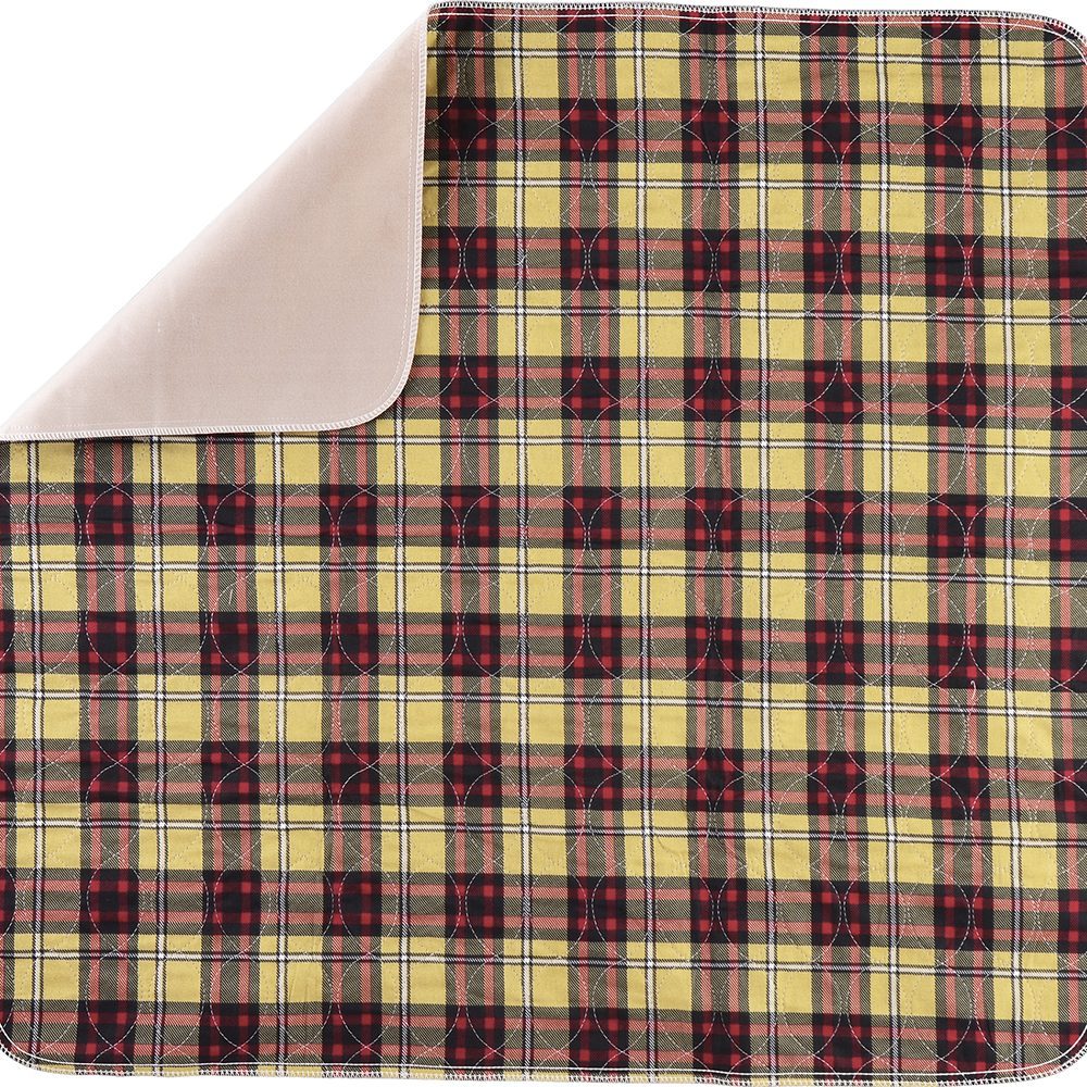 Tartan picnic blanket with beige folded corner