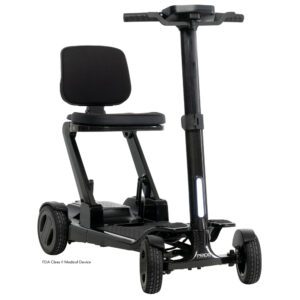 Compact electric mobility scooter with seat