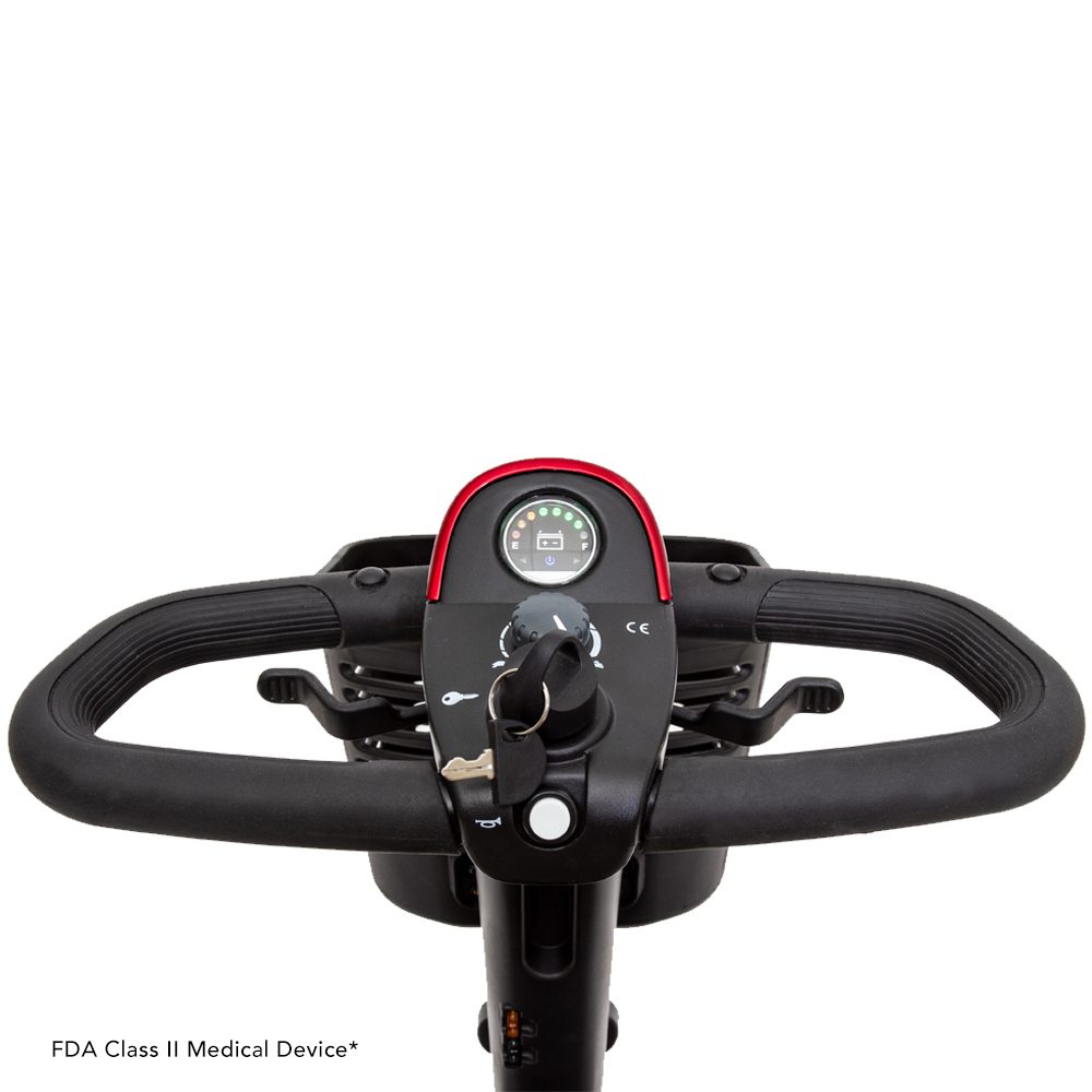 Mobility scooter handlebar with key and display