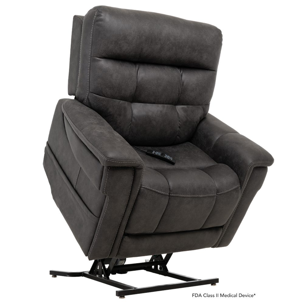 Gray power lift recliner with remote control