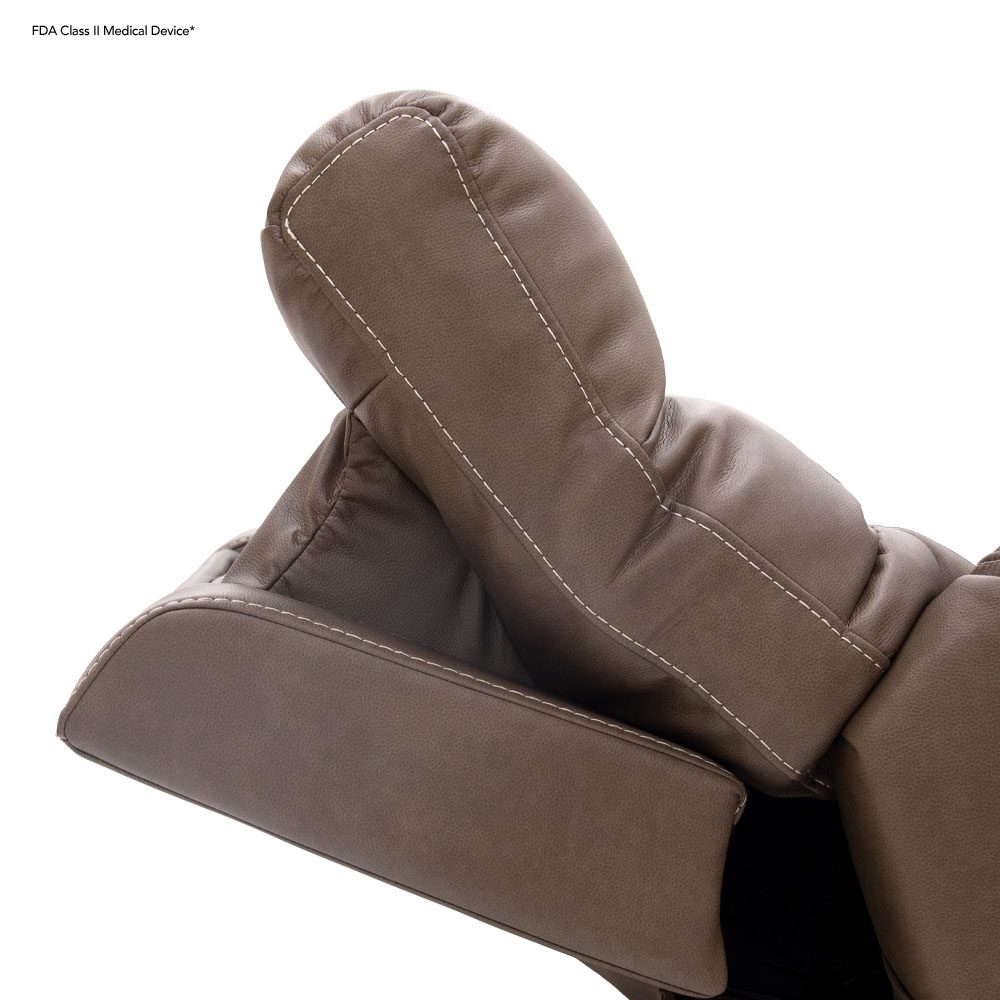 Brown leather recliner armrest and headrest