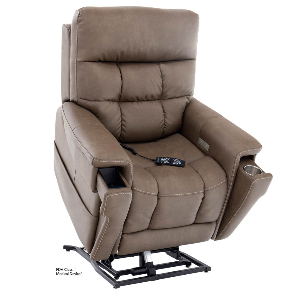 Brown power lift recliner chair with remote