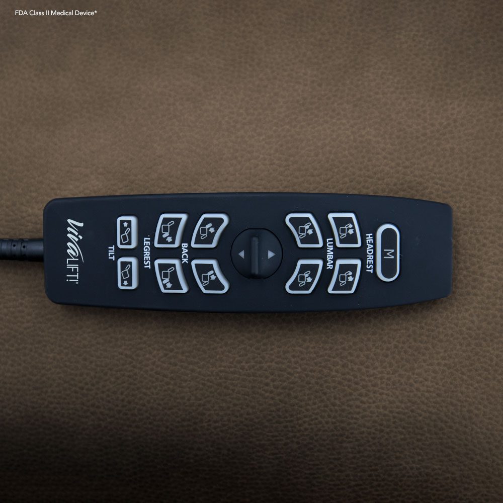 Black lift chair remote control with icons