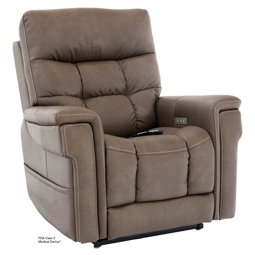 Taupe power recliner chair with remote