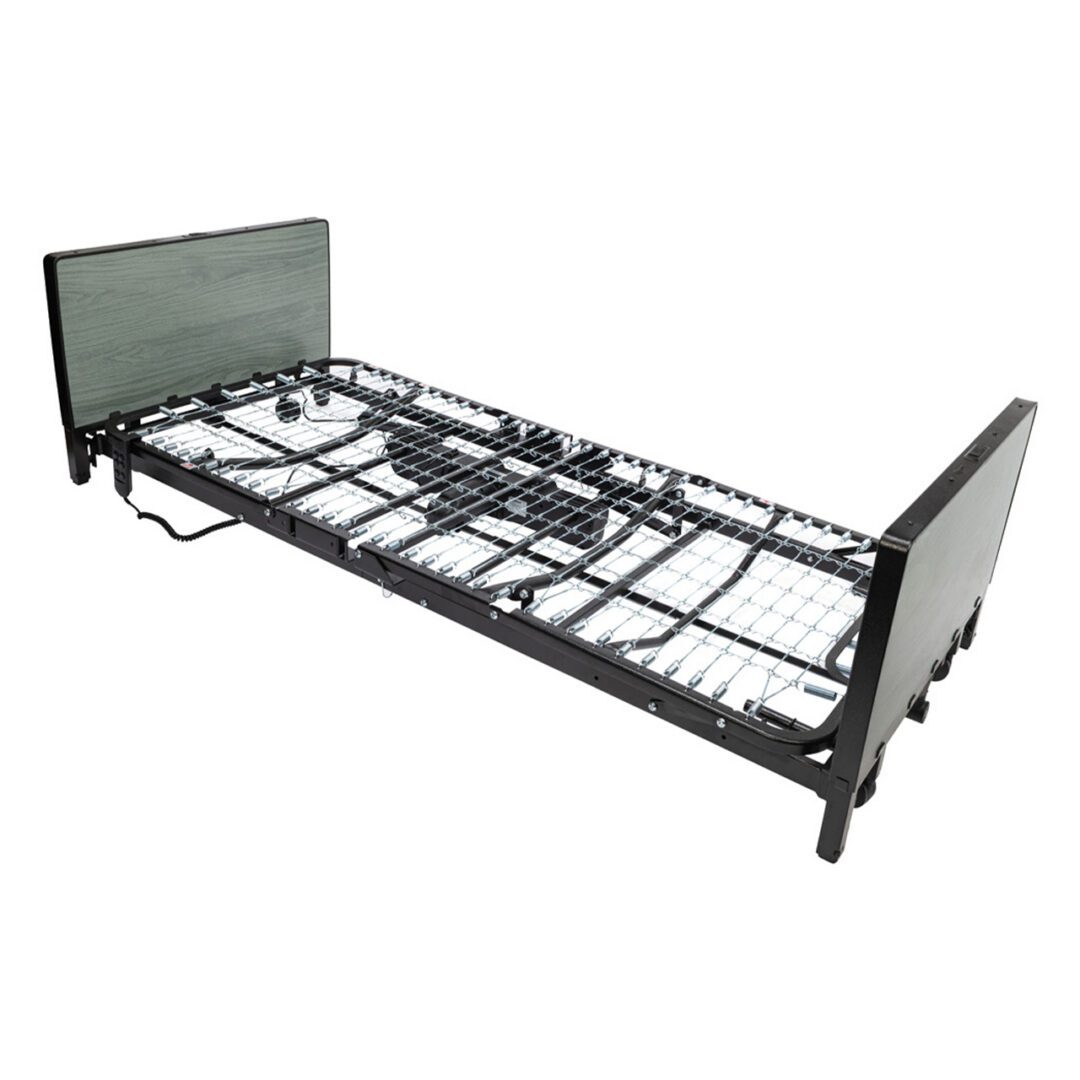 Adjustable electric bed frame with headboard