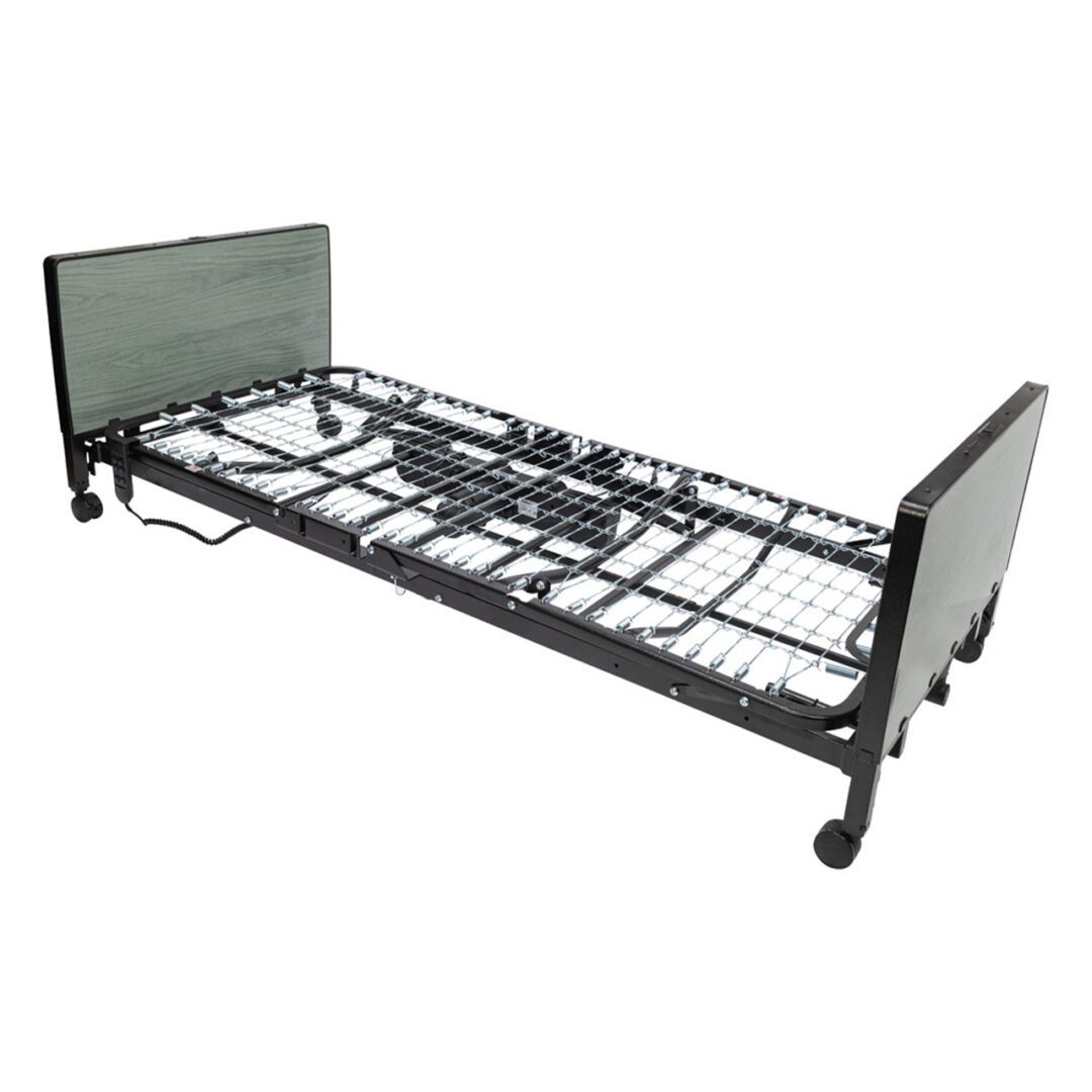 Electric adjustable hospital bed frame with wheels