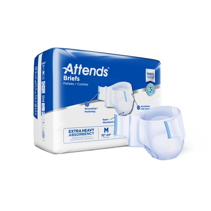 Attends Briefs, Extra Heavy Absorbency, Size M, 24/Bag