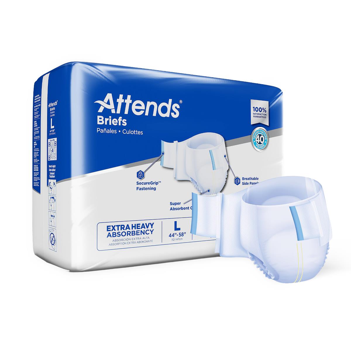 Attends Briefs, Extra Heavy Absorbency, Size L, 20/Bag