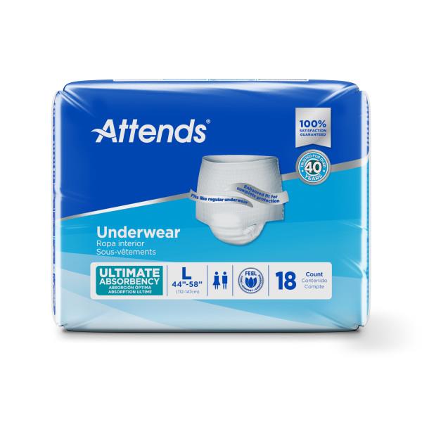 Attends Super Plus Absorbency Pull-On Underwear, Size L, 44" to 58" Waist