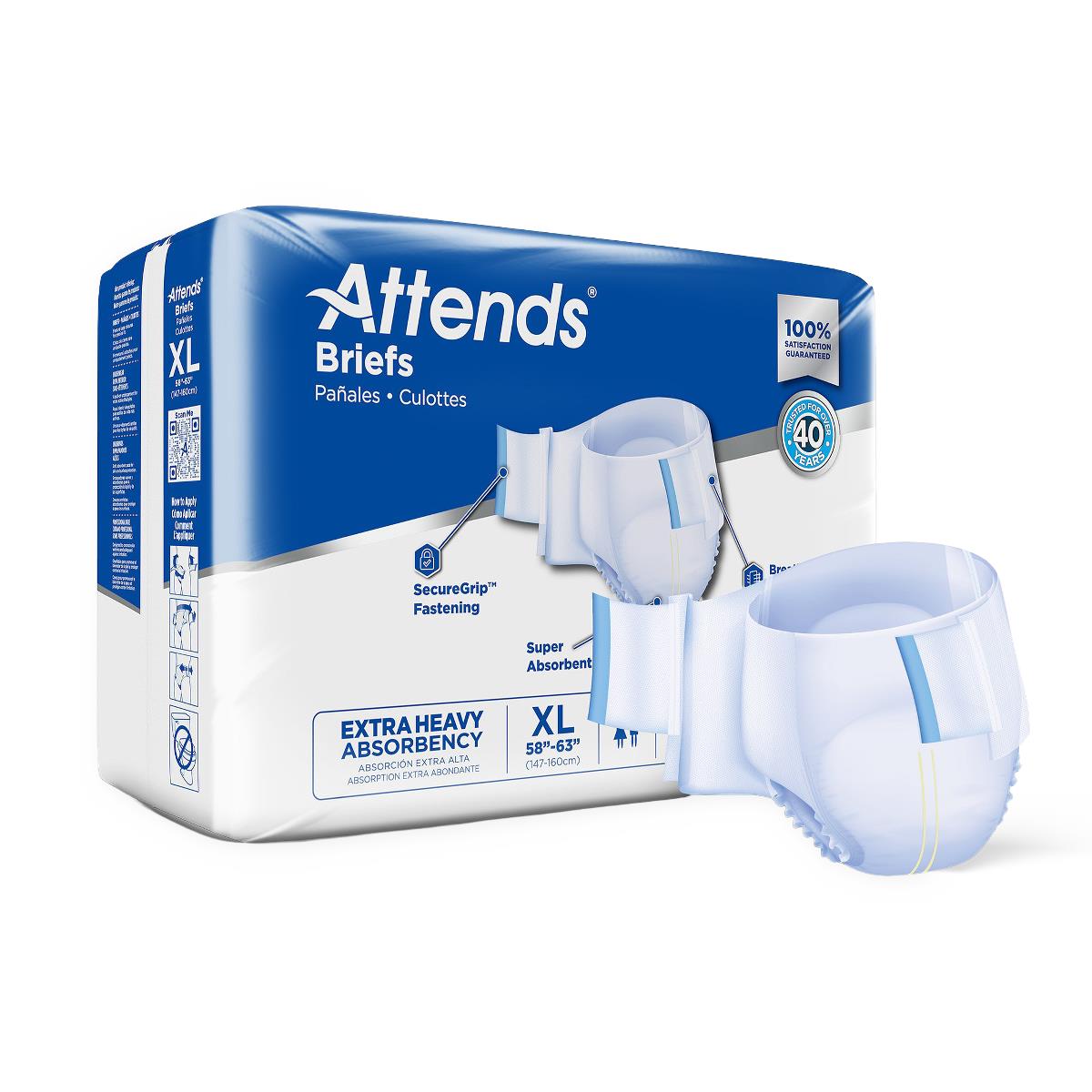 Attends Briefs, Extra Heavy Absorbency, Size XL, 20/Bag