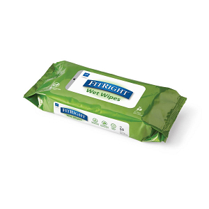 FitRight Aloe Scented Wet Wipes, 8" x 10", Peel and Reseal Pack, 68/Pack - Image 2